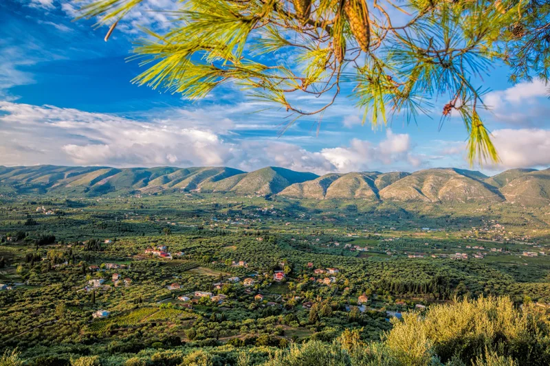Zelená časť ostrova Zakynthos.