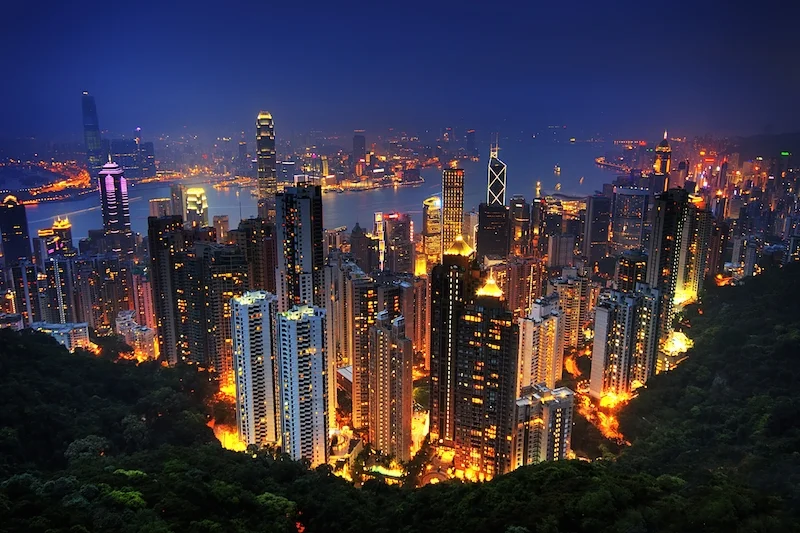 Hong Kong nočný výhľad